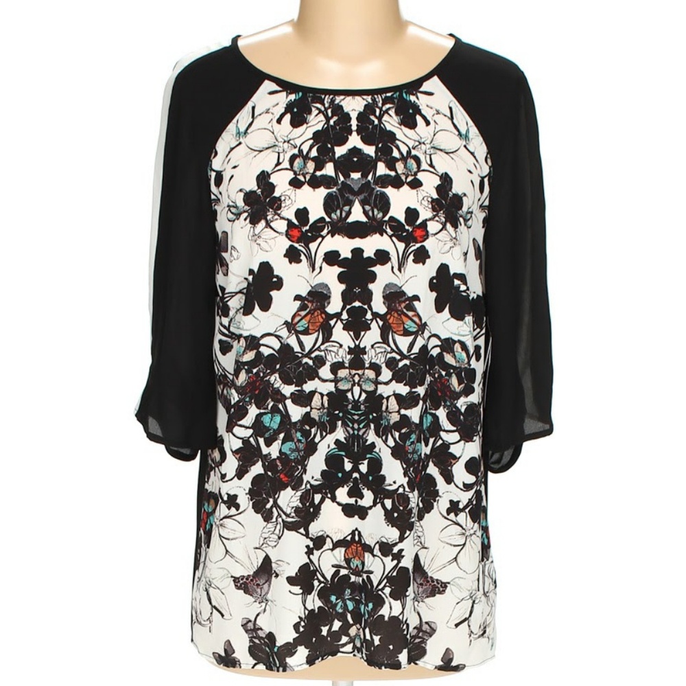 Kensie Abstract Digital Floral Printed Blouse NWT - Picture 1 of 7